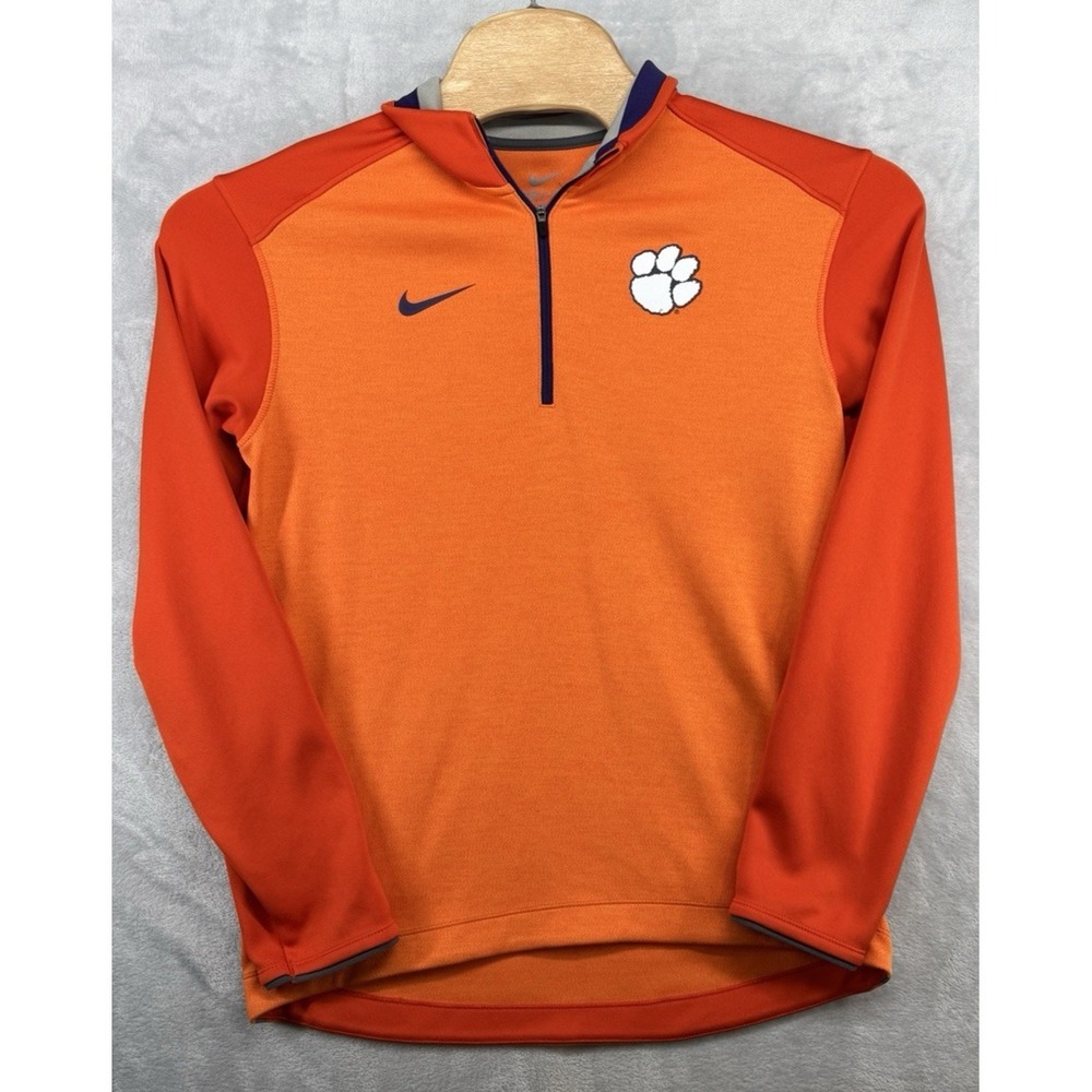 Nike Clemson Tigers Dri Fit 1/4 Zip LS Pullover Orange Team Issued Men's‎ Size S